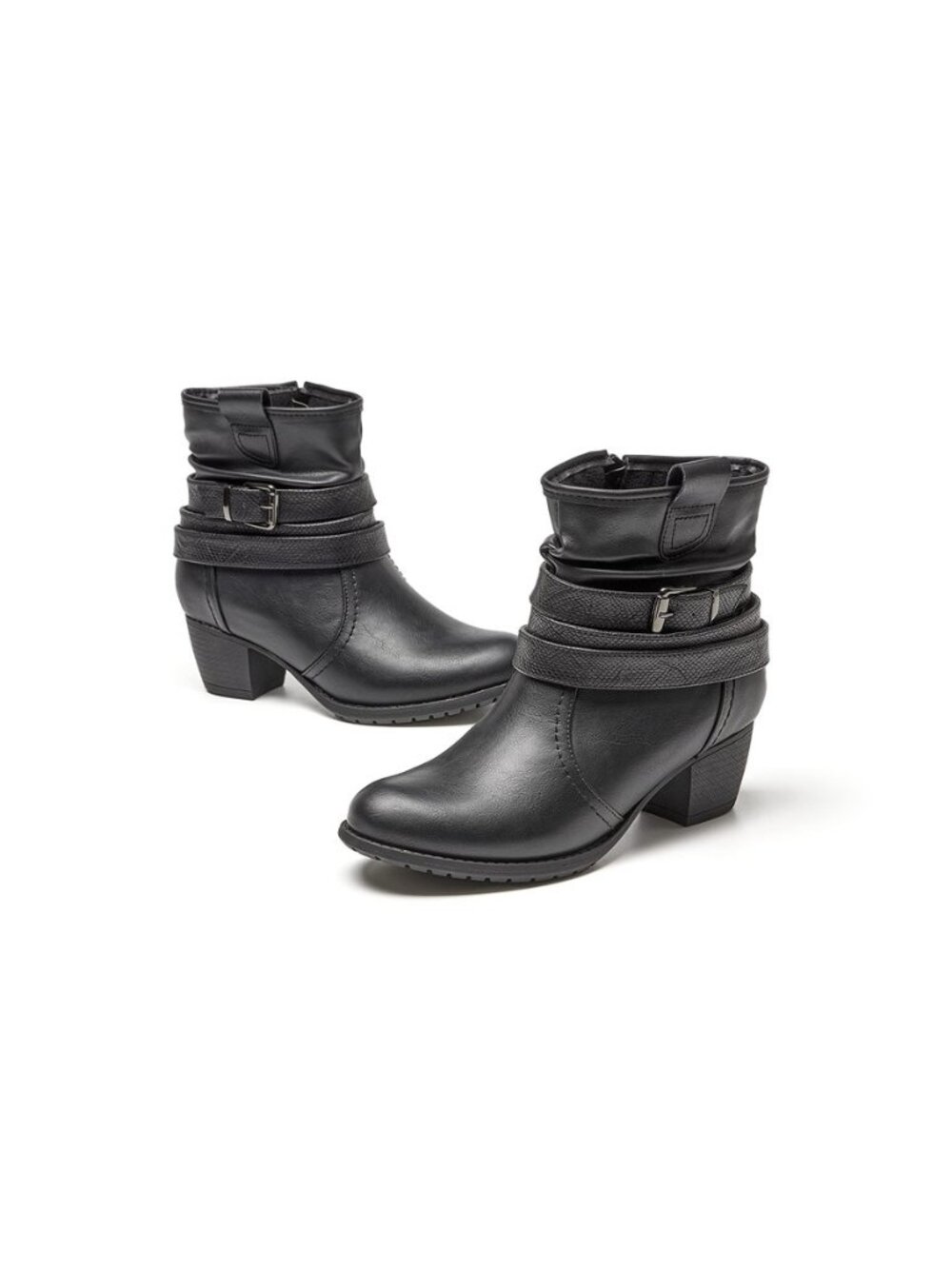 Women's Mid Calf Boots,Round Toe Comfort Low Heel Slouchy Dress Booties with